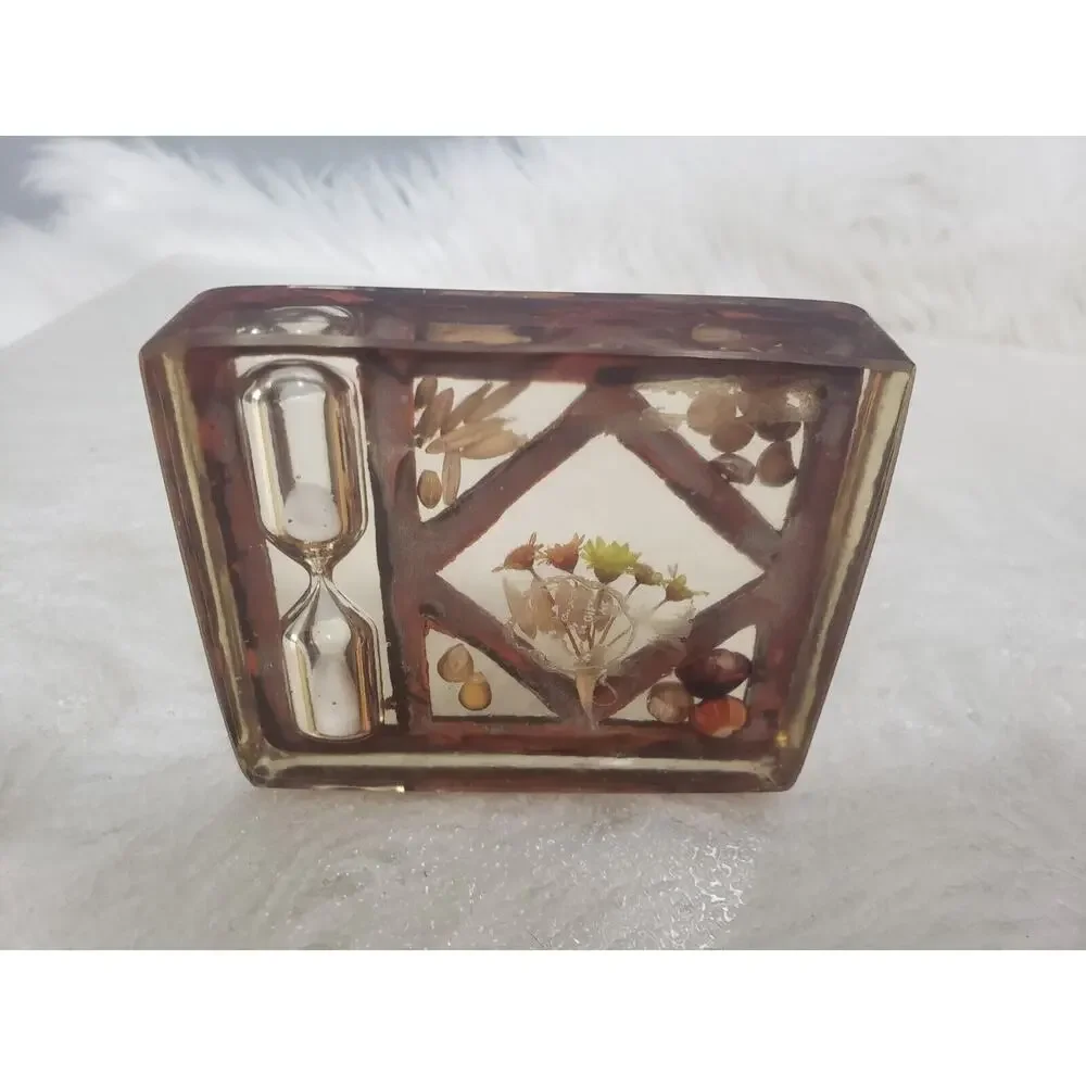 Vintage Dried Flower Sand Hourglass Egg Timer Retro Mod Kitchen mcm decor kitsch
